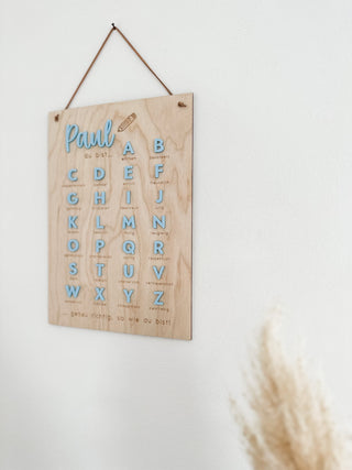 Buchstabentafel mit Affirmationen